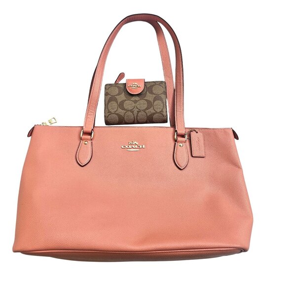 Coach Gallery Tote Light Coral Bag & Matching Medium Corner Zip Wallet Set - Picture 13 of 16